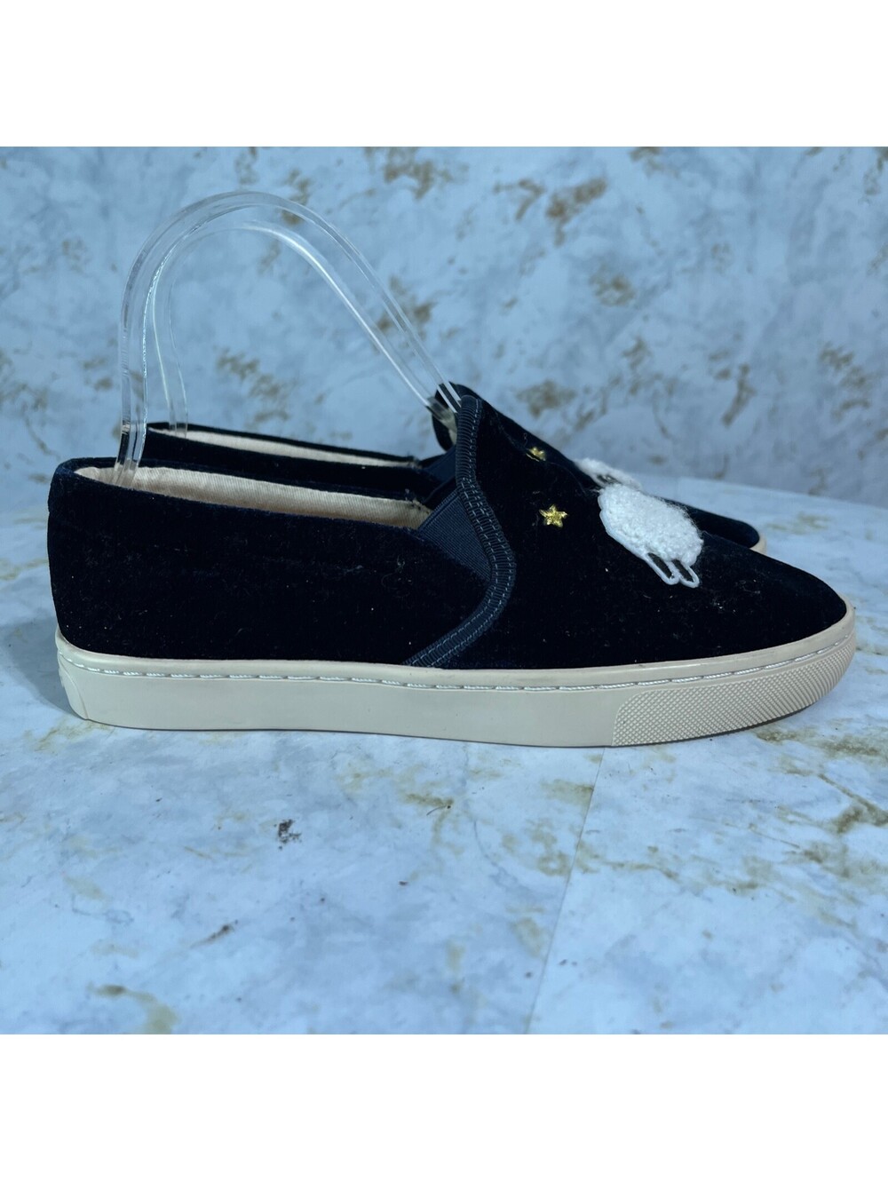 Soludos Sheep Women's Size 6 Shoes Blue White Velvet Slip On Fashion Sneakers